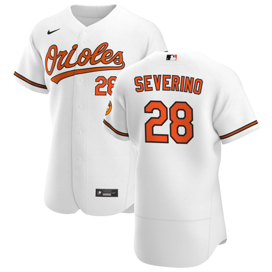 Baltimore Orioles 28 Pedro Severino Men Nike White Home 2020 Authentic Player MLB Jersey